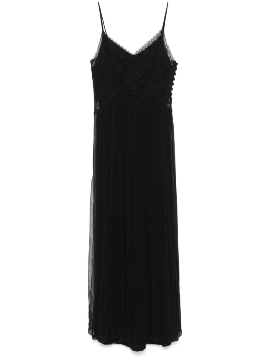 TWINSET макси-платье с цветочной аппликацией, черный