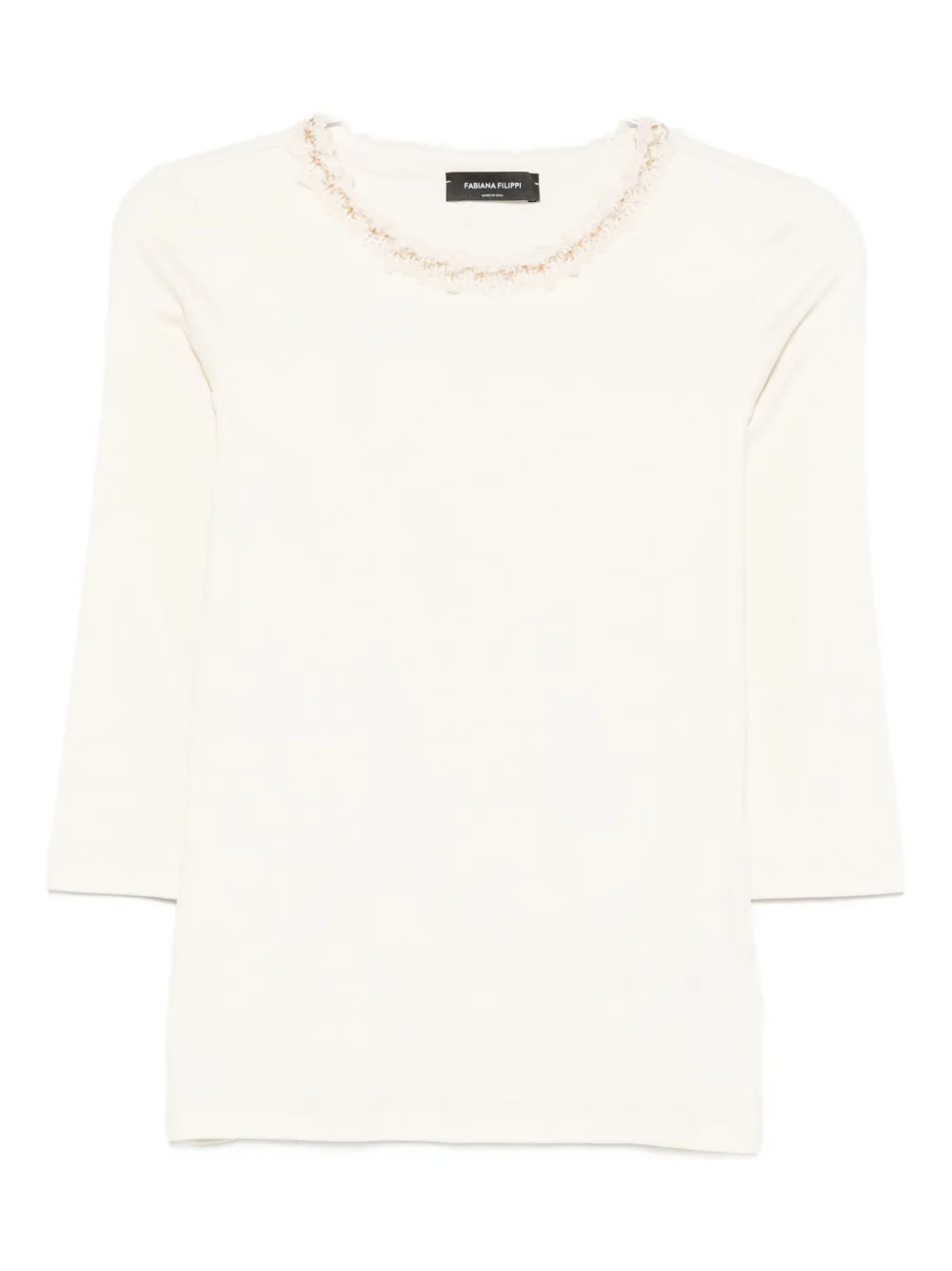 Футболка с рукавом три четверти и декором Fabiana Filippi, нейтральный
Футболка с рукавом три четверти и декором Fabiana Filippi, нейтральный