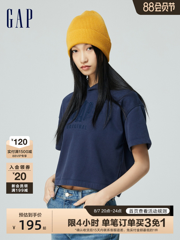 Пуловер короткий Gap с капюшоном, темно-синий
Пуловер короткий Gap с капюшоном, темно-синий