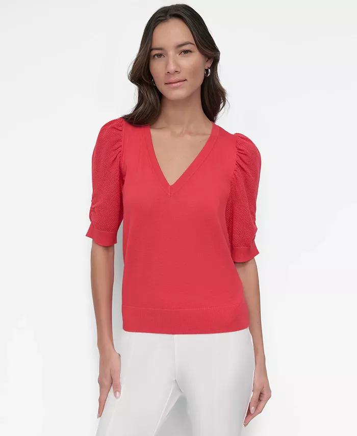 Женский свитер с V-образным вырезом и пышными рукавами DKNY, красный
Женский свитер с V-образным вырезом и пышными рукавами DKNY, красный