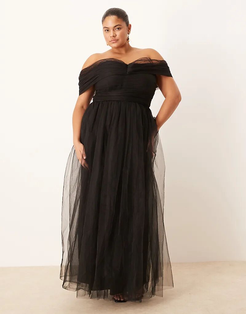 Платье макси из тюля с кружевом и бисером, с бантом на спущенном плече, черное
Платье макси из тюля с кружевом и бисером, с бантом на спущенном плече, черное