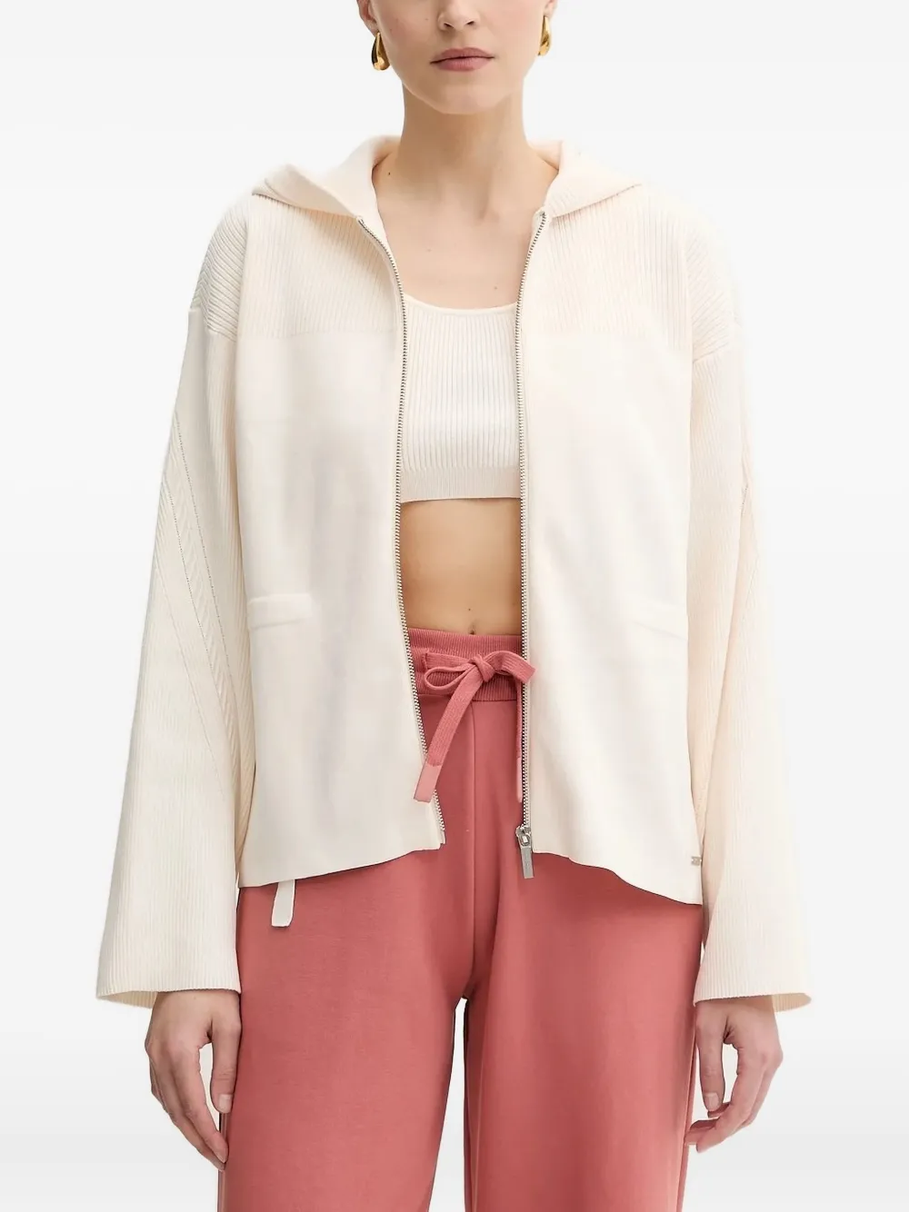 Кардиган в рубчик с капюшоном Armani Exchange, нейтральный 
Кардиган в рубчик с капюшоном Armani Exchange, нейтральный