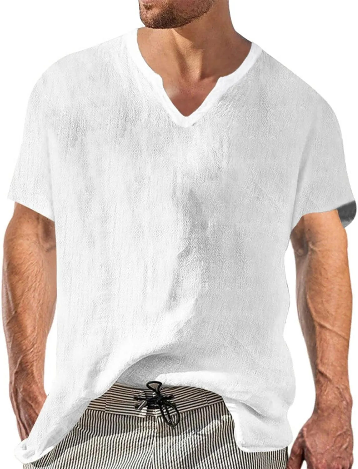 Мужская льняная футболка с V-образным вырезом evzosrz
Мужская льняная футболка с V-образным вырезом evzosrz