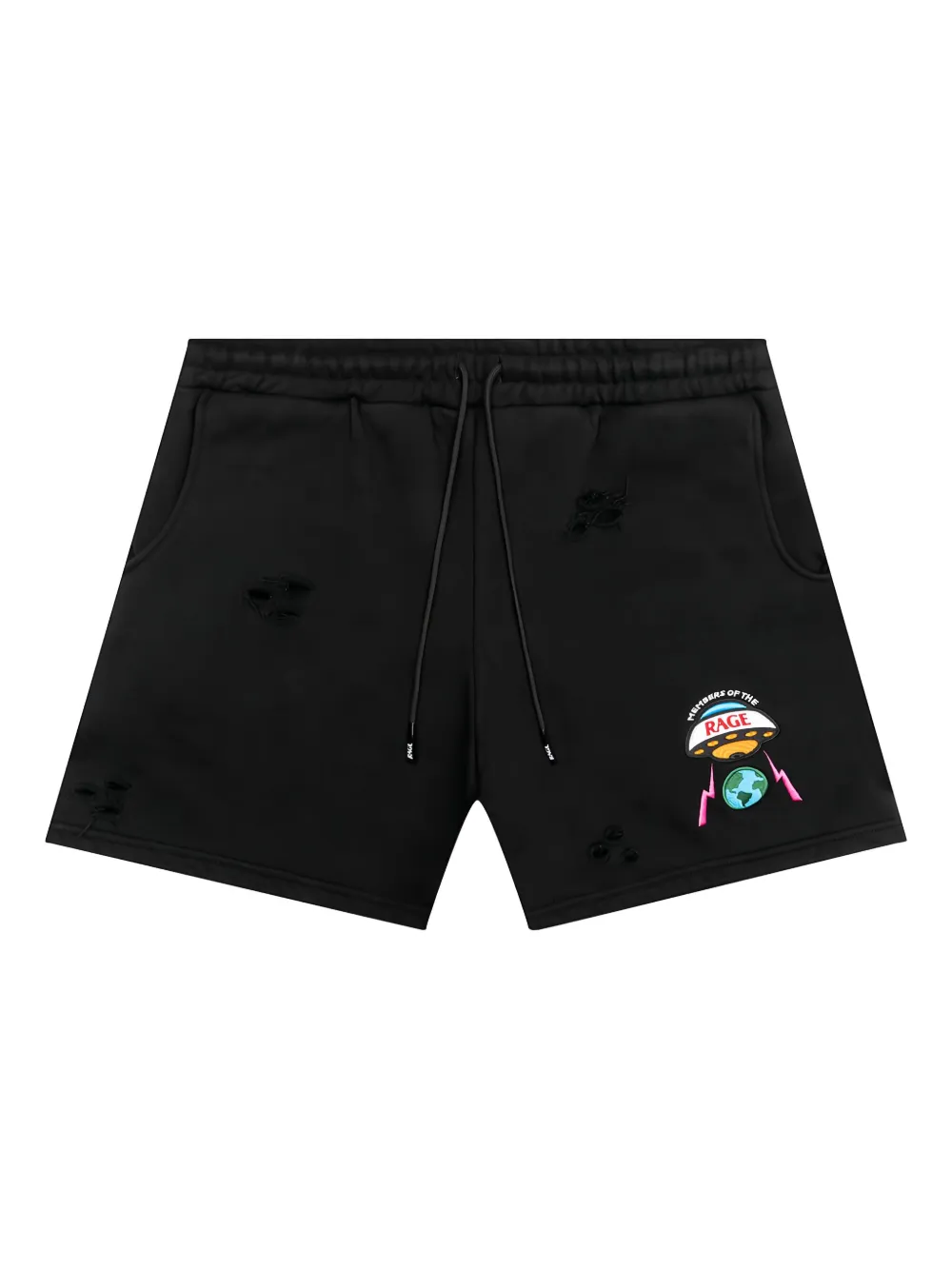 Вышитые потертые шорты MEMBERS OF THE RAGE, черный 
Вышитые потертые шорты MEMBERS OF THE RAGE, черный