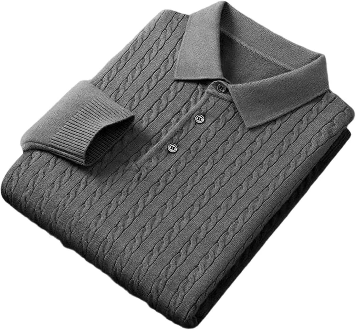 Мужской вязаный пуловер-поло с длинным рукавом Slim Fit и отложным воротником
Мужской вязаный пуловер-поло с длинным рукавом Slim Fit и отложным воротником