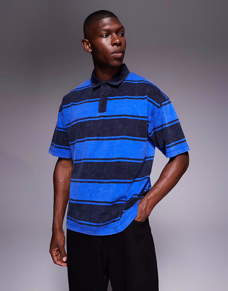 Поло свободного кроя в синюю полоску Asos Design
Поло свободного кроя в синюю полоску Asos Design