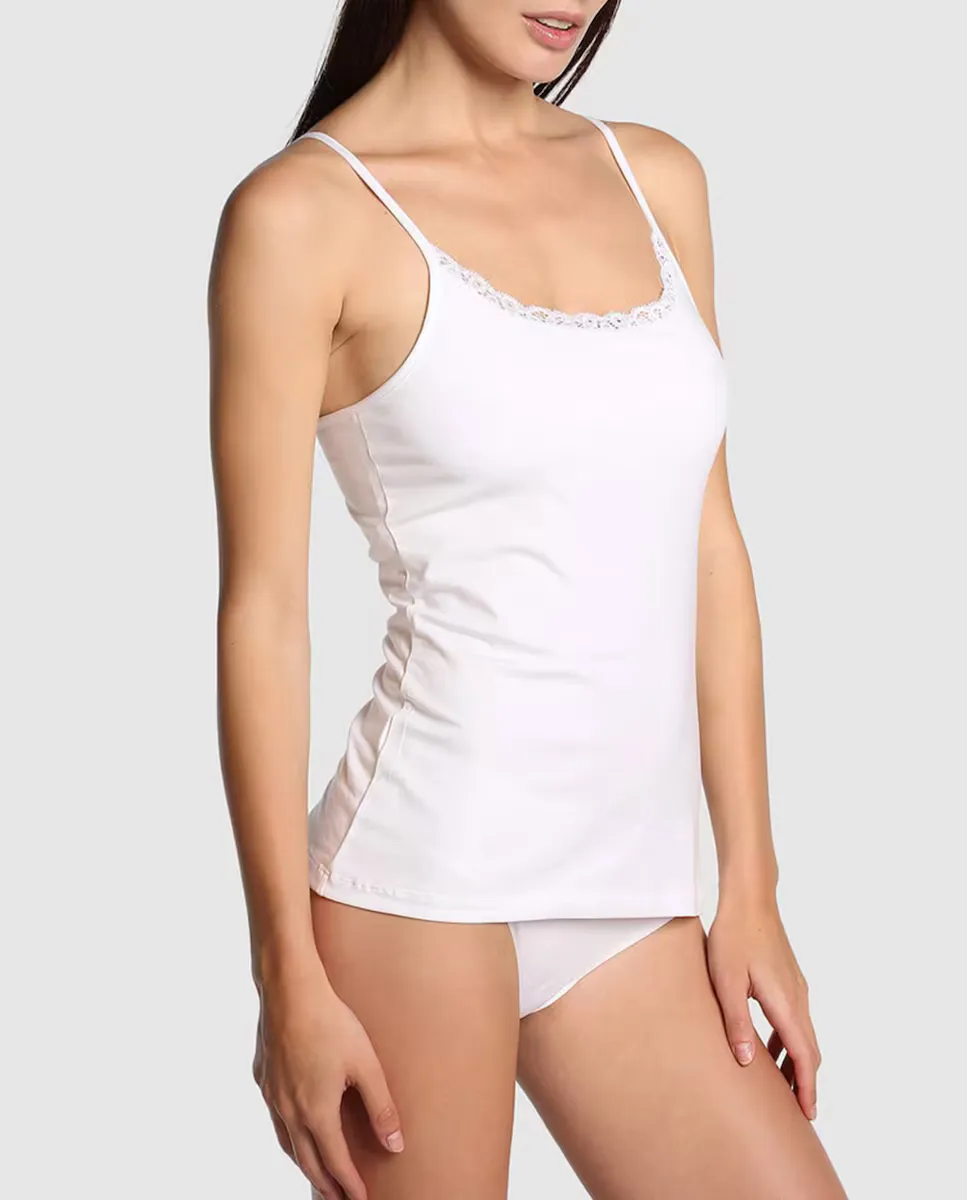 Женская майка на бретелях с кружевной отделкой Promise, белый
Женская майка на бретелях с кружевной отделкой Promise, белый