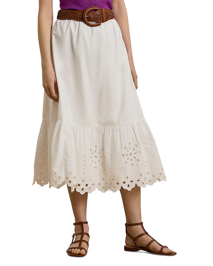 Юбка миди из хлопкового поплина с ажурными отверстиями Ralph Lauren, белый
Юбка миди из хлопкового поплина с ажурными отверстиями Ralph Lauren, белый