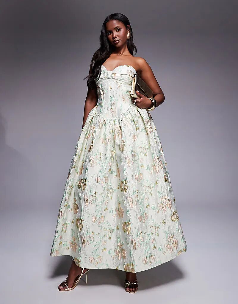 Платье макси ASOS LUXE из жаккарда с корсетом и бантом сзади, фисташкового цвета с цветочным принтом
Платье макси ASOS LUXE из жаккарда с корсетом и бантом сзади, фисташкового цвета с цветочным принтом