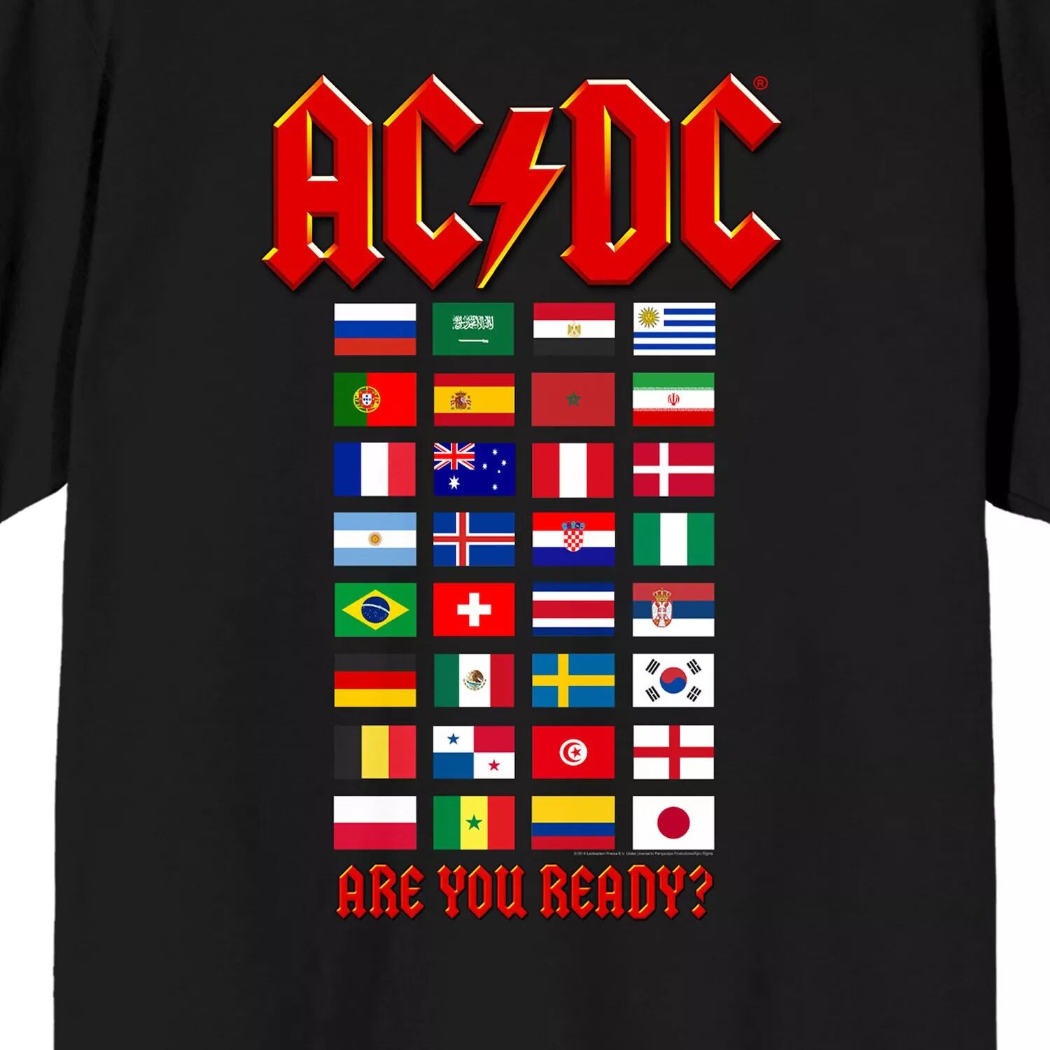 Мужская футболка с флагами ACDC World Tour Licensed Character
Мужская футболка с флагами ACDC World Tour Licensed Character