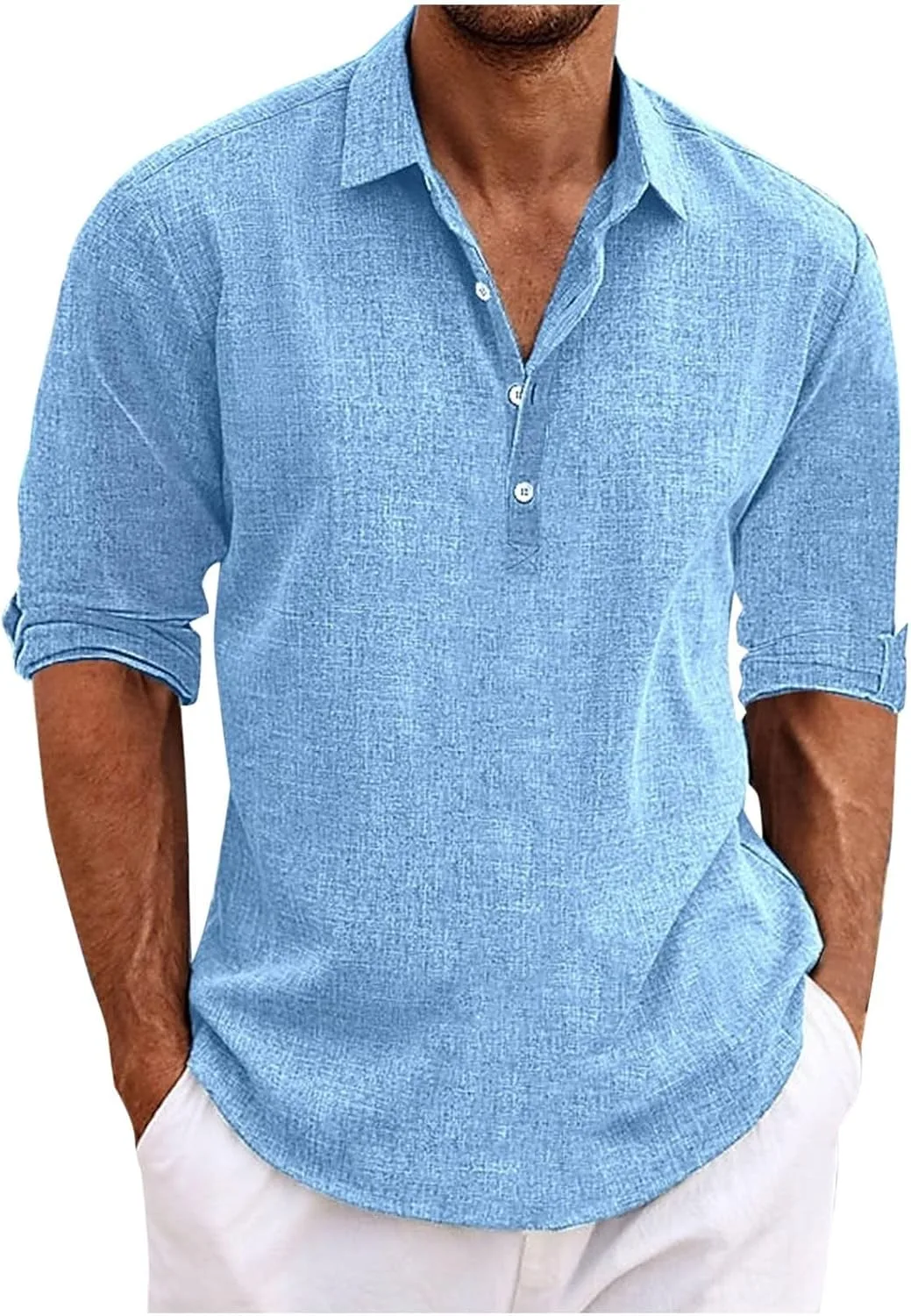 Мужская повседневная рубашка из хлопка и льна с длинным рукавом
Мужская повседневная рубашка из хлопка и льна с длинным рукавом