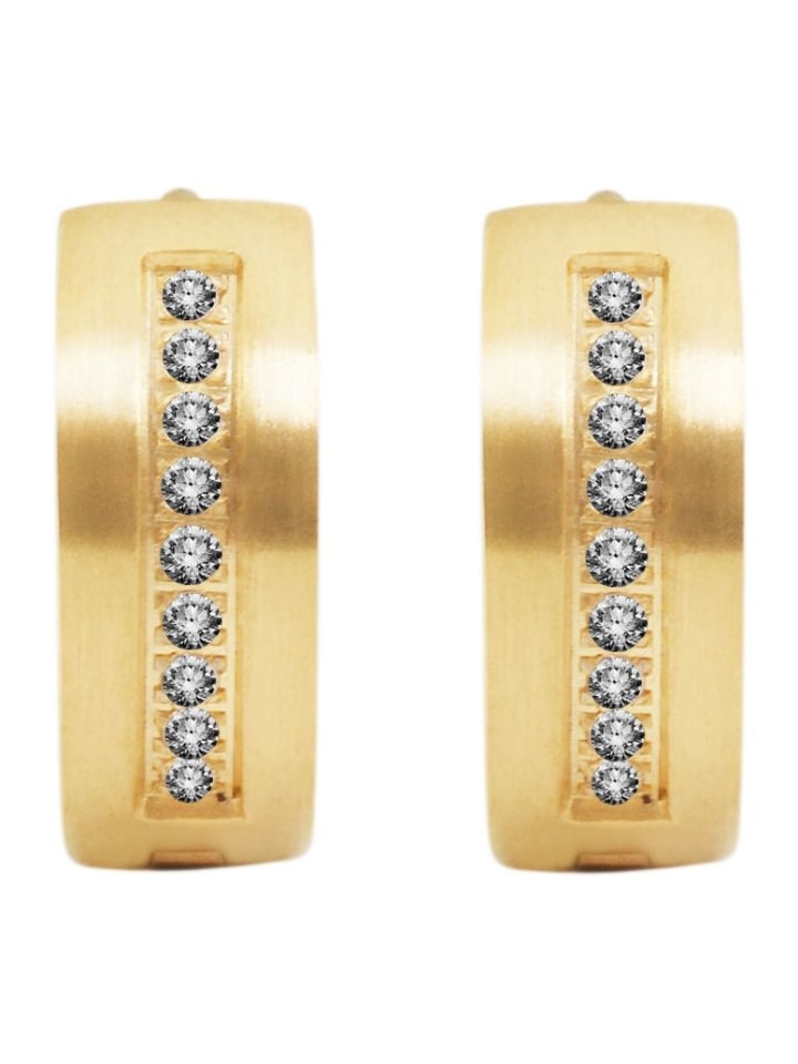 Adeliás Женские серьги - серьги-кольца на шарнирах из нержавеющей стали с золотыми стразами
Adeliás Женские серьги - серьги-кольца на шарнирах из нержавеющей стали с золотыми стразами