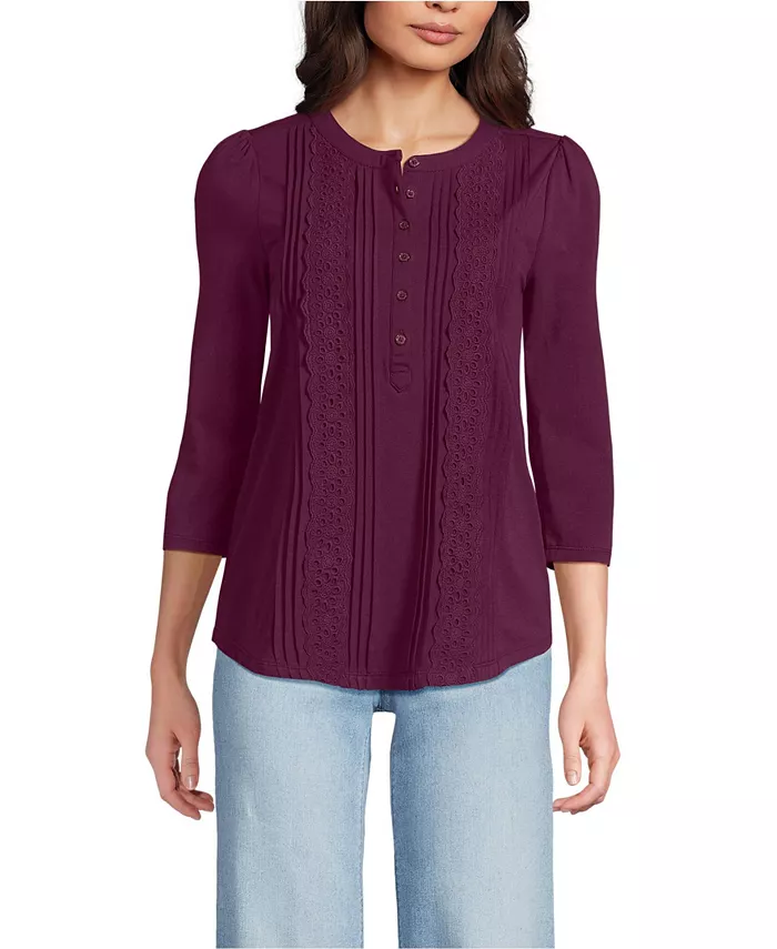 Женский легкий трикотажный топ с рукавами 3/4 и отделкой Lands' End, фиолетовый
Женский легкий трикотажный топ с рукавами 3/4 и отделкой Lands' End, фиолетовый