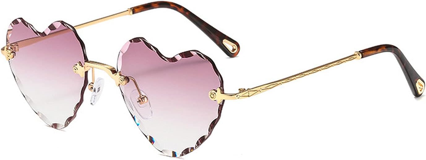 Солнцезащитные очки COTIA в форме сердца, без оправы, очаровательные солнцезащитные очки с градиентными линзами в форме сердца, безрамочные, с волнообразными линзами, женские, с защитой от УФ-излучения UV400, Purple
Солнцезащитные очки COTIA в форме сердца, без оправы, очаровательные солнцезащитные очки с градиентными линзами в форме сердца, безрамочные, с волнообразными линзами, женские, с защитой от УФ-излучения UV400, Purple