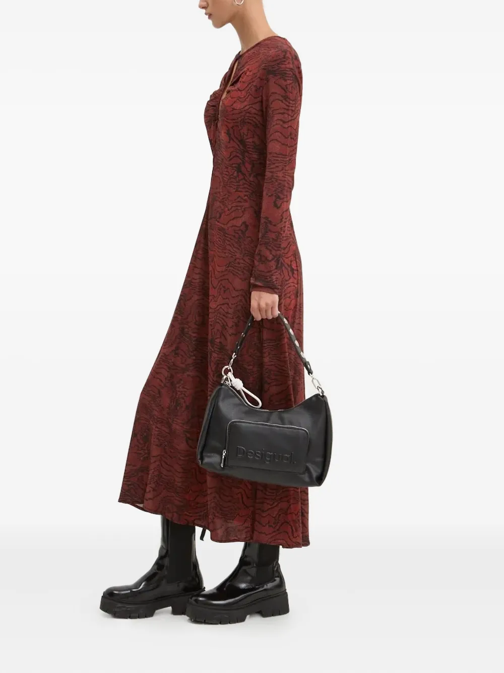 Платье миди с вырезом-замочной скважиной и волнистым принтом Desigual, красный
Платье миди с вырезом-замочной скважиной и волнистым принтом Desigual, красный