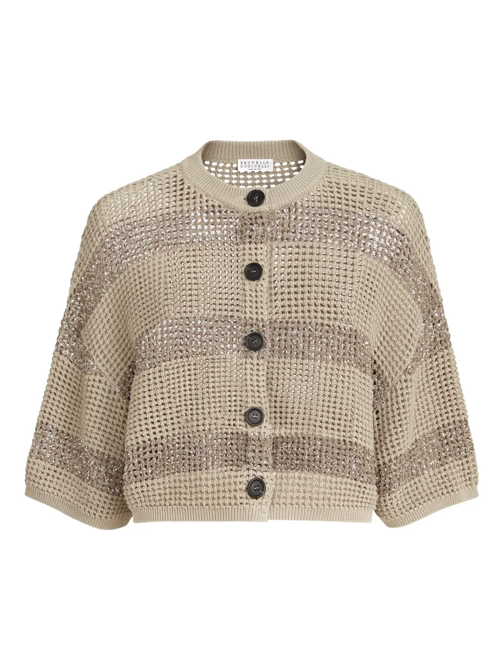 Укороченный кардиган в полоску Brunello Cucinelli, нейтральный
Укороченный кардиган в полоску Brunello Cucinelli, нейтральный