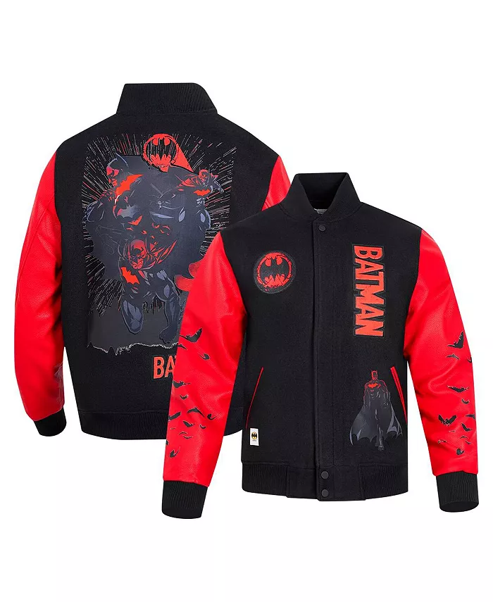 Мужская черно-красная бейсбольная куртка с полной застежкой-молнией и принтом сигнала Бэтмена из комиксов Freeze Max
Мужская черно-красная бейсбольная куртка с полной застежкой-молнией и принтом сигнала Бэтмена из комиксов Freeze Max