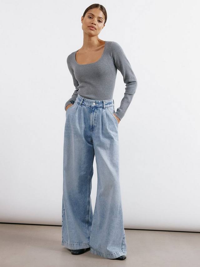 Плиссированные джинсы с широкими штанинами Albaray, светло-синий
Плиссированные джинсы с широкими штанинами Albaray, светло-синий