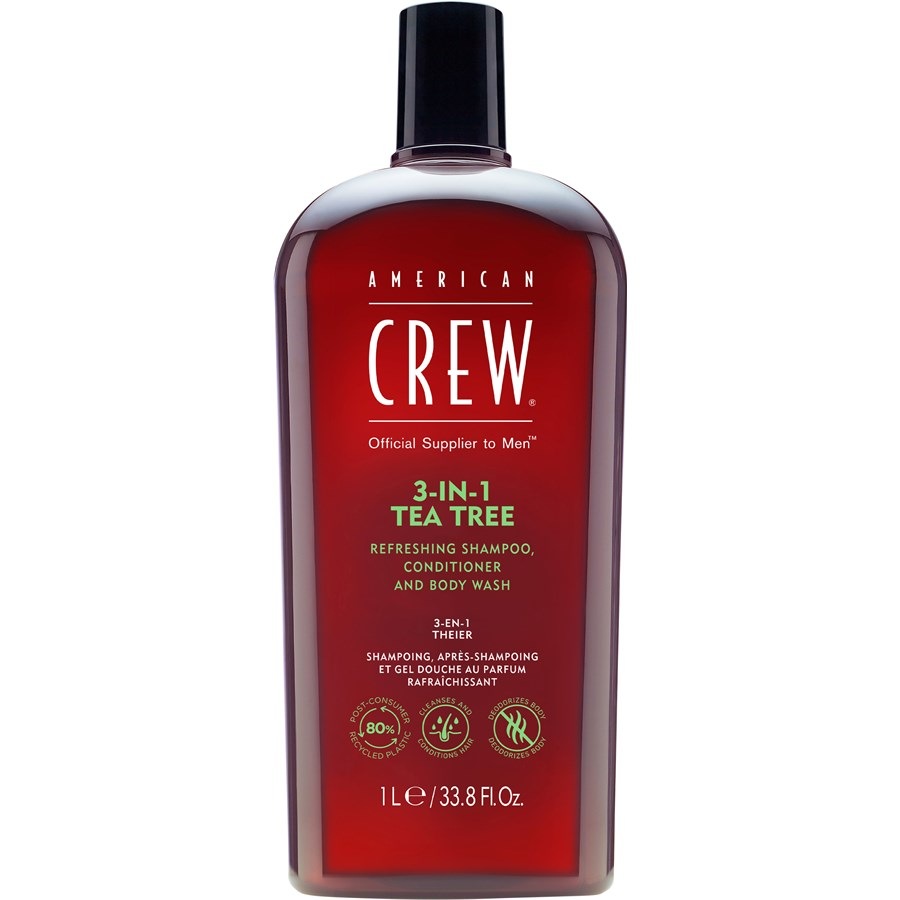 Шампунь 3-in-1 tea tree refreshing shampoo, conditioner and body wash American Crew, объем 1.000 мл
Шампунь 3-in-1 tea tree refreshing shampoo, conditioner and body wash American Crew, объем 1.000 мл