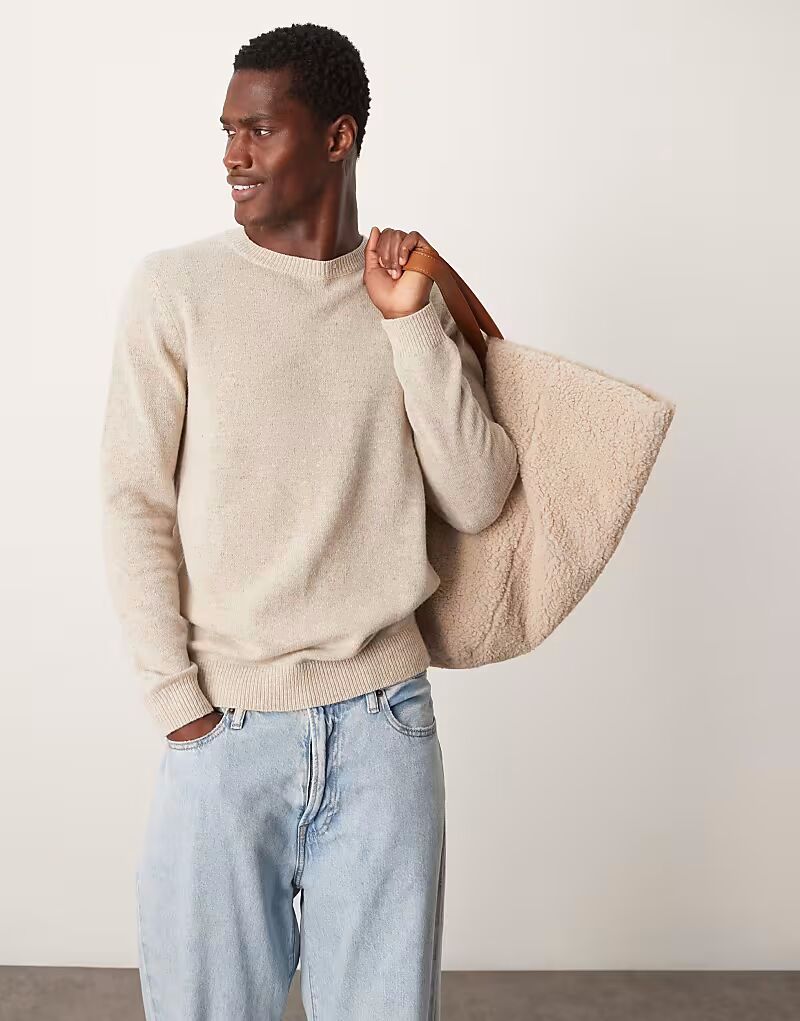 Вязаный джемпер с круглым вырезом из овечьей шерсти Asos Design, бежевый
Вязаный джемпер с круглым вырезом из овечьей шерсти Asos Design, бежевый