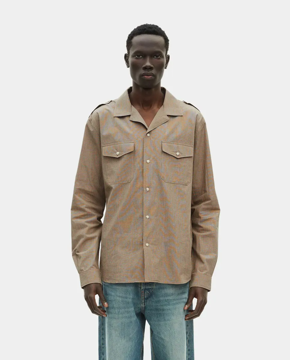 Мужская рубашка прямого кроя с мелкими клетками и гавайским воротником The Kooples, бежевый
Мужская рубашка прямого кроя с мелкими клетками и гавайским воротником The Kooples, бежевый