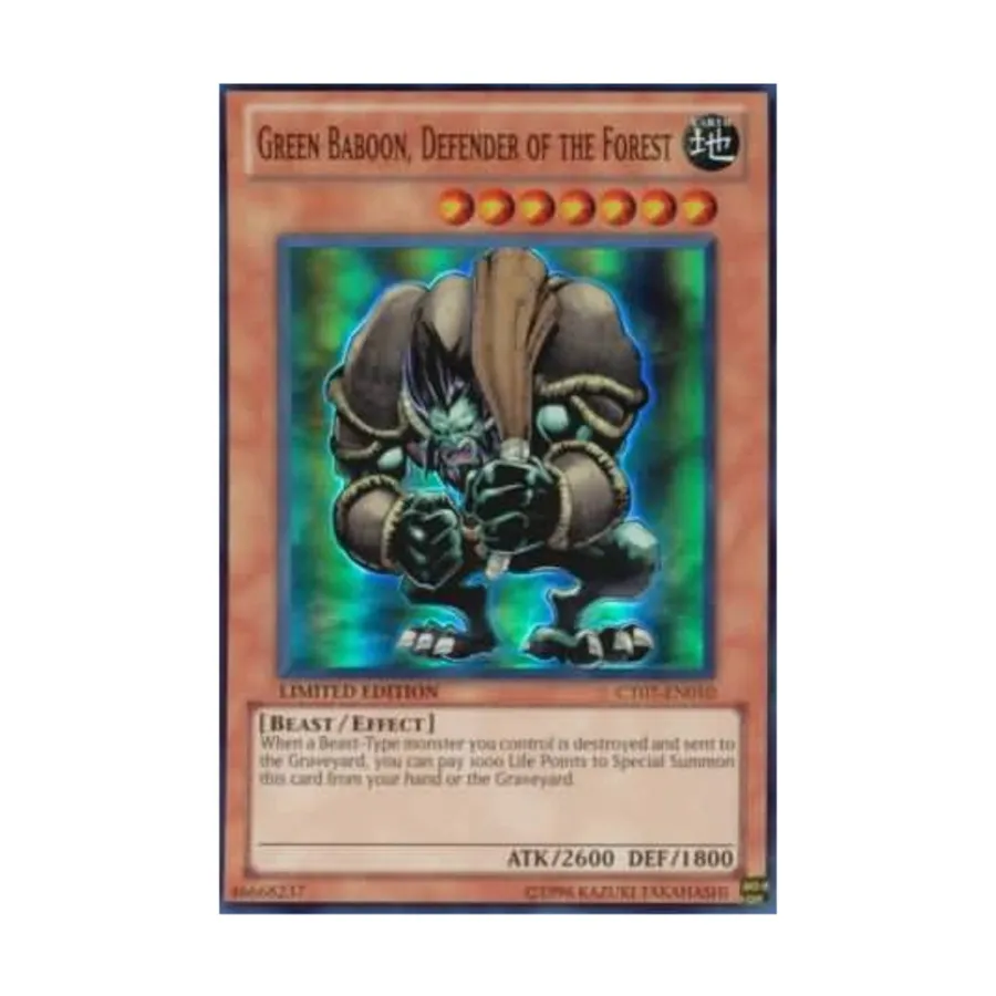 CCG Зеленый Бабуин, Защитник Леса (Супер Редкий), Yu-Gi-Oh - Promo - Collectors Tin - Singles
CCG Зеленый Бабуин, Защитник Леса (Супер Редкий), Yu-Gi-Oh - Promo - Collectors Tin - Singles