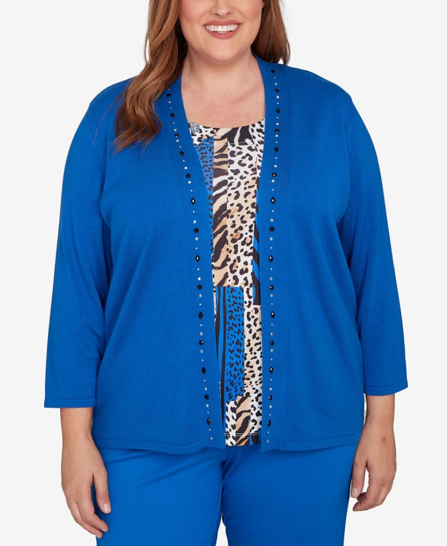 Свитер большого размера Барселона с вертикальным анималистическим принтом, два в одном Alfred Dunner, Cobalt
Свитер большого размера Барселона с вертикальным анималистическим принтом, два в одном Alfred Dunner, Cobalt