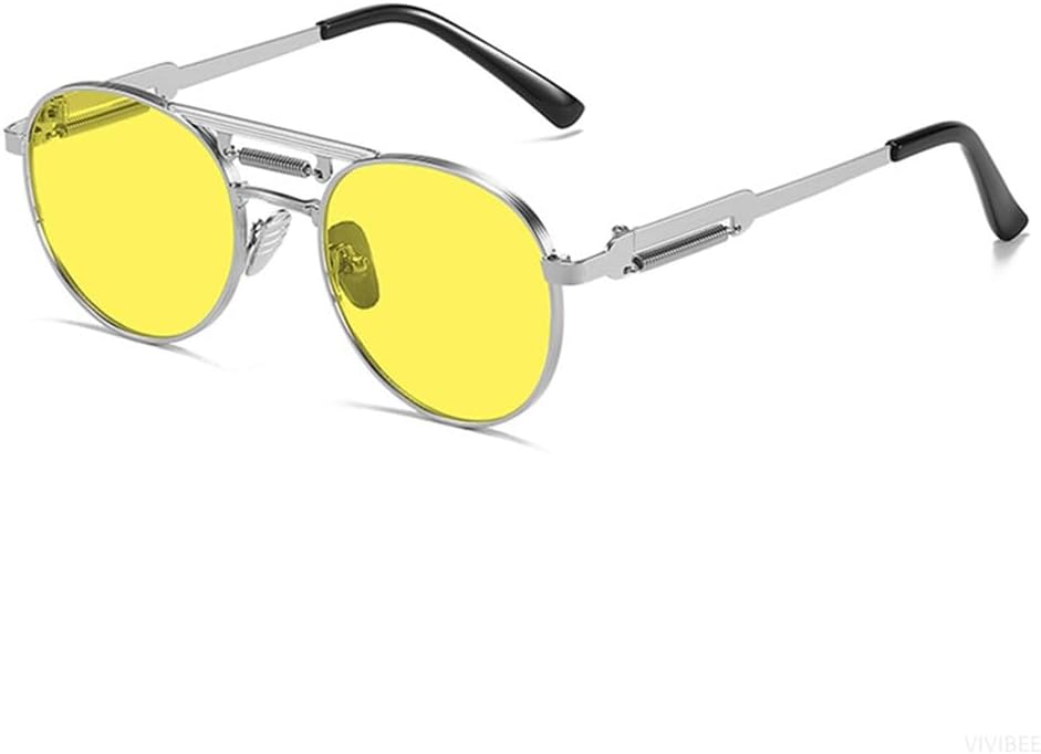 Круглые солнцезащитные очки в стиле стимпанк, винтажные мужские, с защитой от УФ-излучения UV400, металлические, в стиле хип-хоп, женские, ретро-очки KTUCN, Silver Yellow
Круглые солнцезащитные очки в стиле стимпанк, винтажные мужские, с защитой от УФ-излучения UV400, металлические, в стиле хип-хоп, женские, ретро-очки KTUCN, Silver Yellow