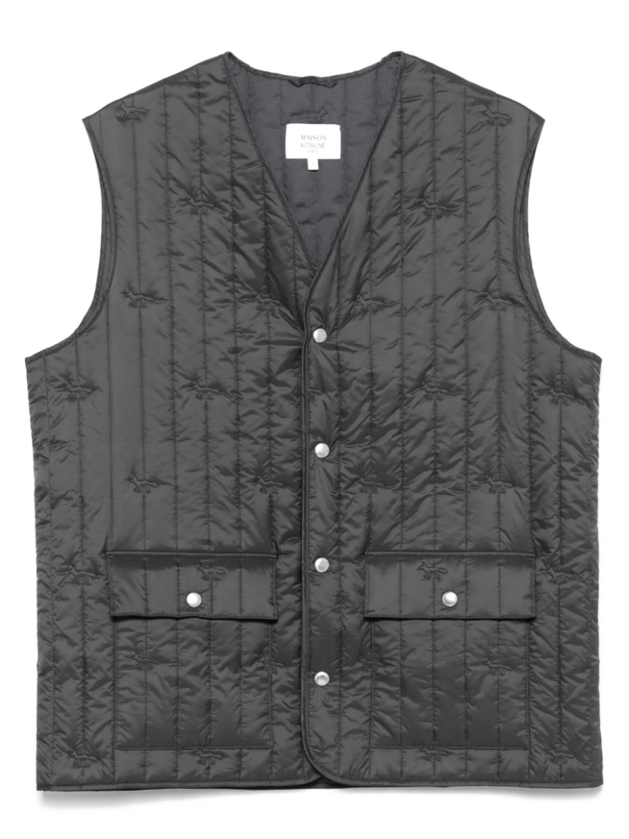 Стеганый жилет Maison Kitsuné, серый 
Стеганый жилет Maison Kitsuné, серый