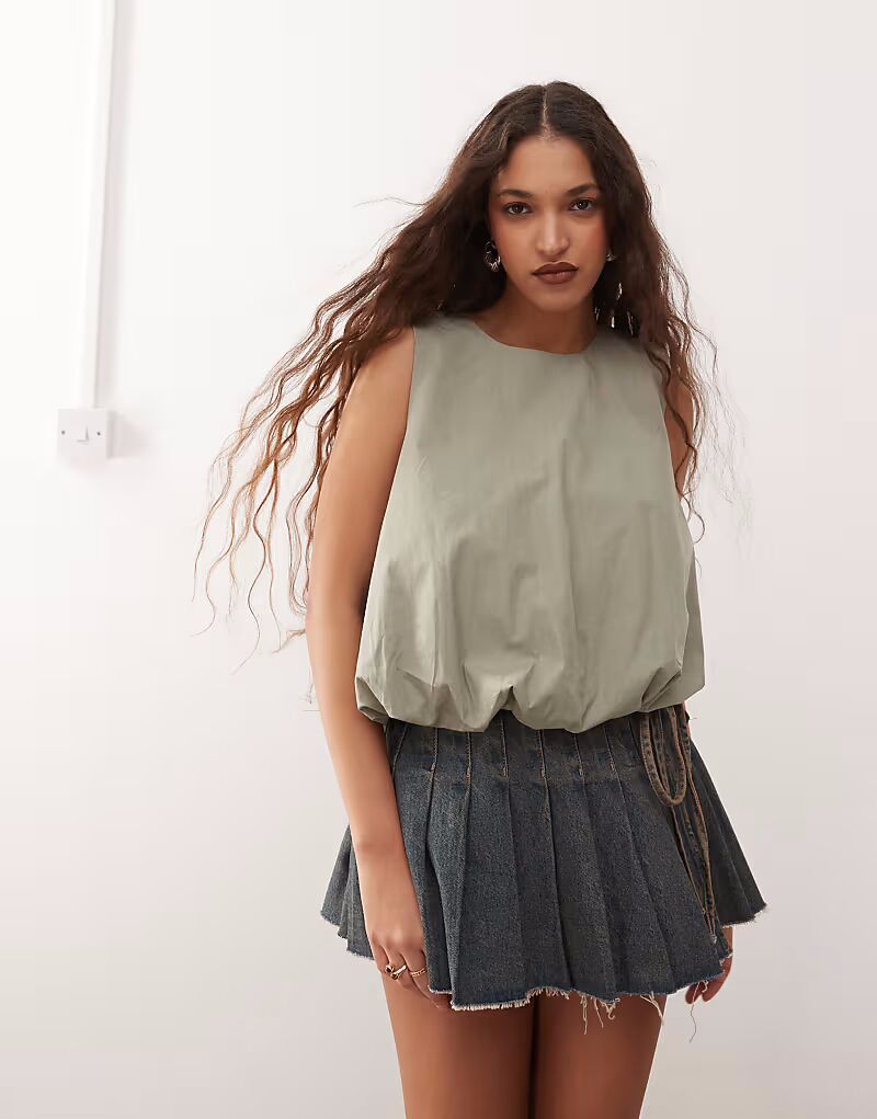 Топ Poplin Bubble Top цвета хаки Monki
Топ Poplin Bubble Top цвета хаки Monki