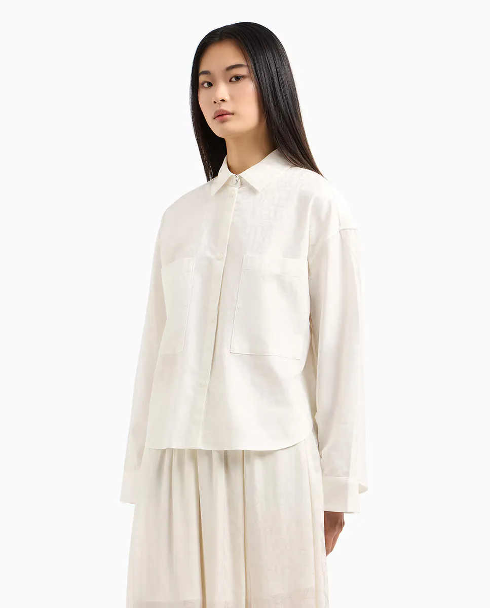 Женская рубашка с воротником и жаккардовым узором в тон Armani Exchange, цвет Crudo
Женская рубашка с воротником и жаккардовым узором в тон Armani Exchange, цвет Crudo