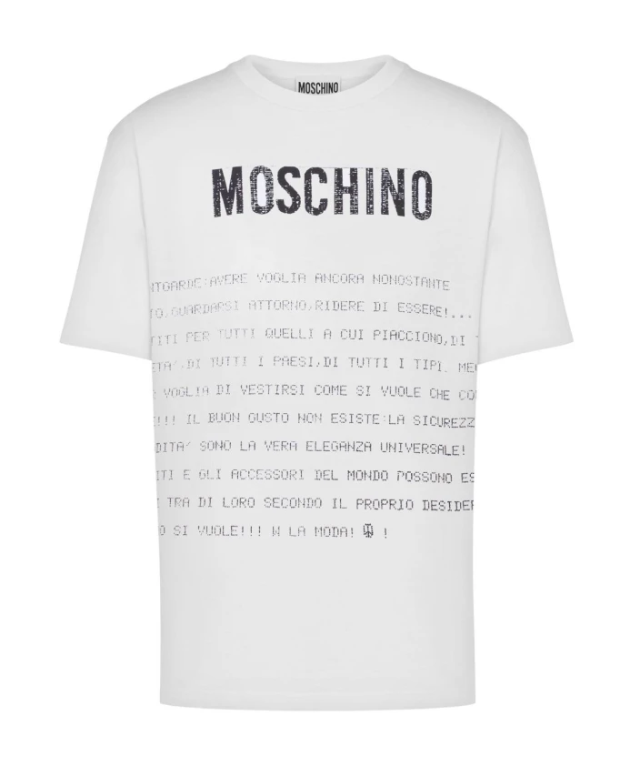 Белая футболка с круглым вырезом и надписью Moschino, белый
Белая футболка с круглым вырезом и надписью Moschino, белый