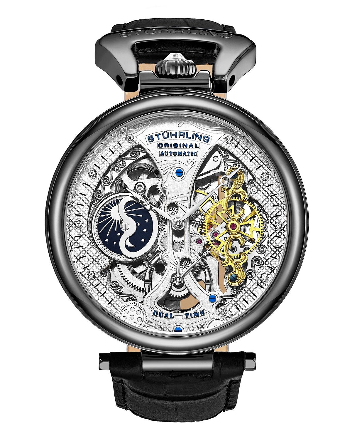 Мужские часы с черным кожаным ремешком, 46 мм Stuhrling
Мужские часы с черным кожаным ремешком, 46 мм Stuhrling