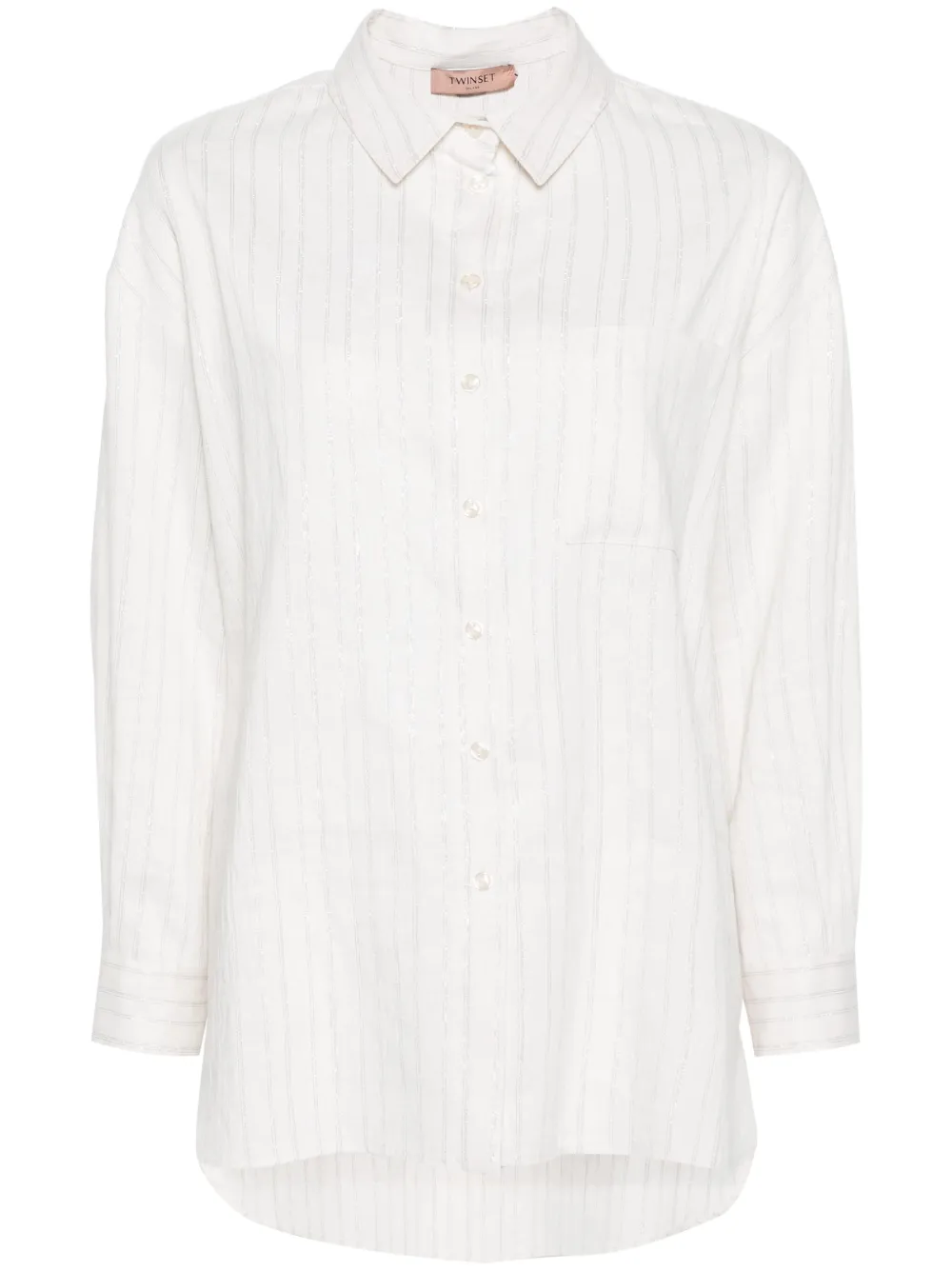 Рубашка в полоску с эффектом металлик TWINSET, нейтральный
Рубашка в полоску с эффектом металлик TWINSET, нейтральный