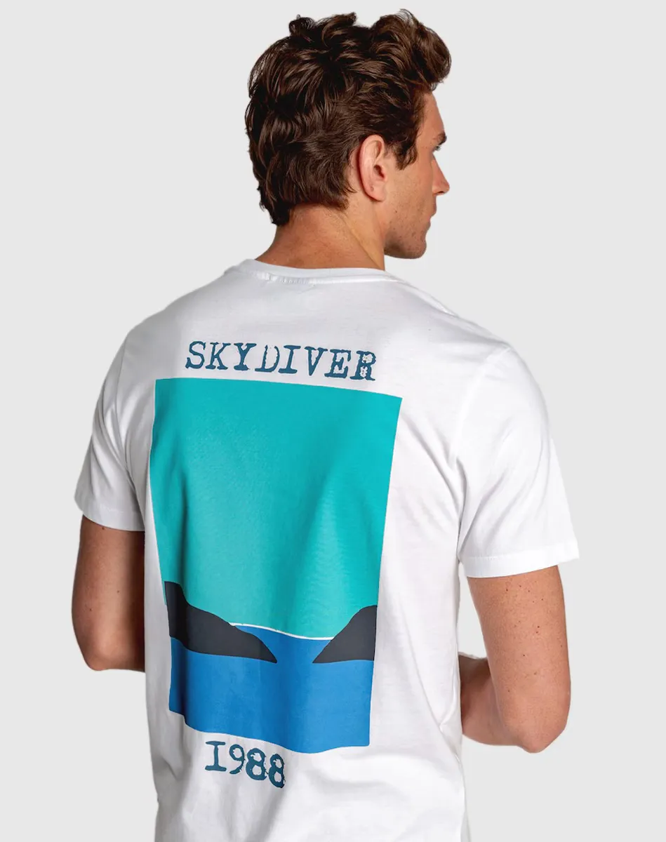 Мужская белая футболка с короткими рукавами Skydiver, белый 
Мужская белая футболка с короткими рукавами Skydiver, белый