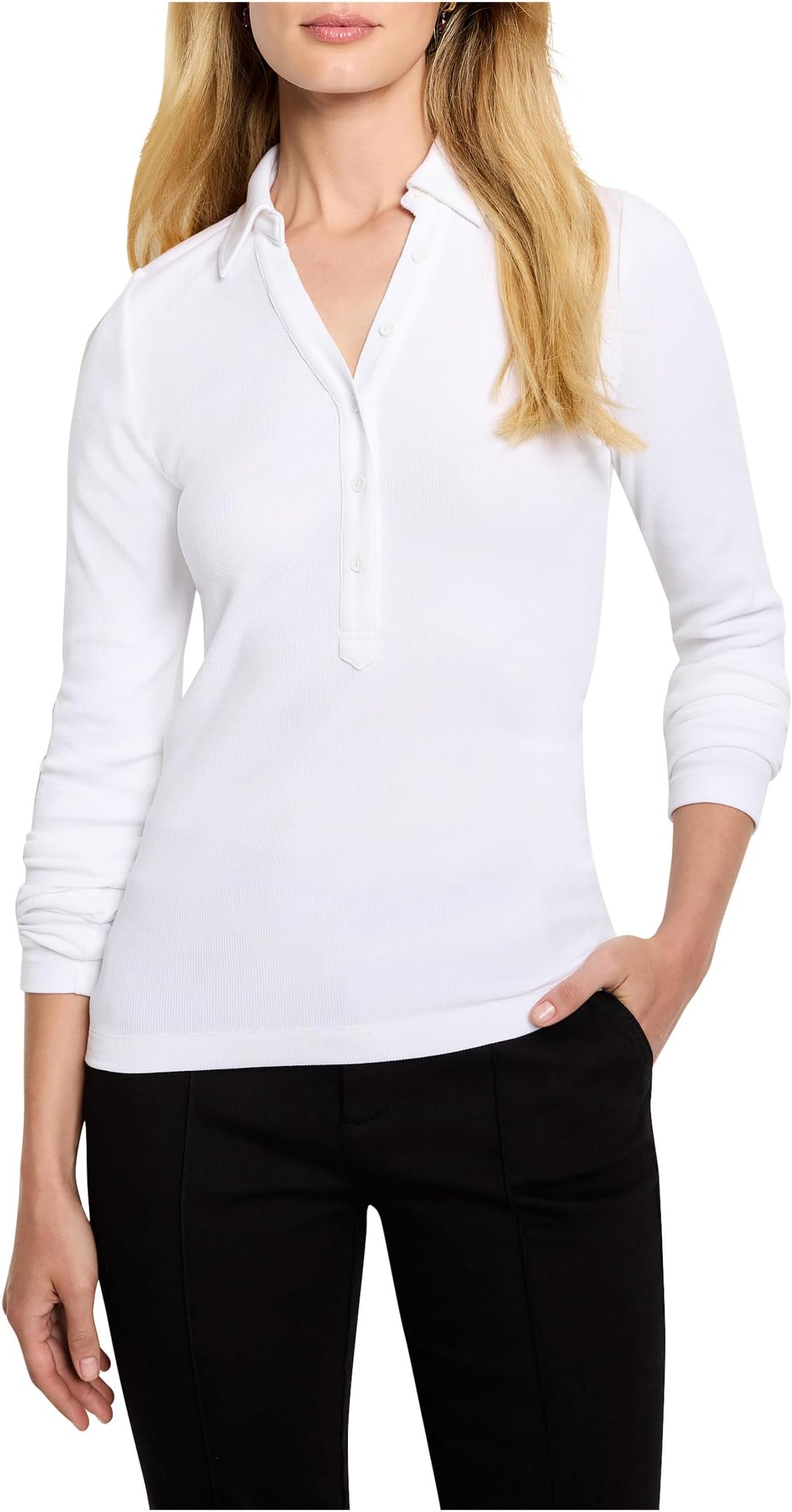 Женская идеальная трикотажная рубашка-поло в рубчик NIC+ZOE, Paper White
Женская идеальная трикотажная рубашка-поло в рубчик NIC+ZOE, Paper White