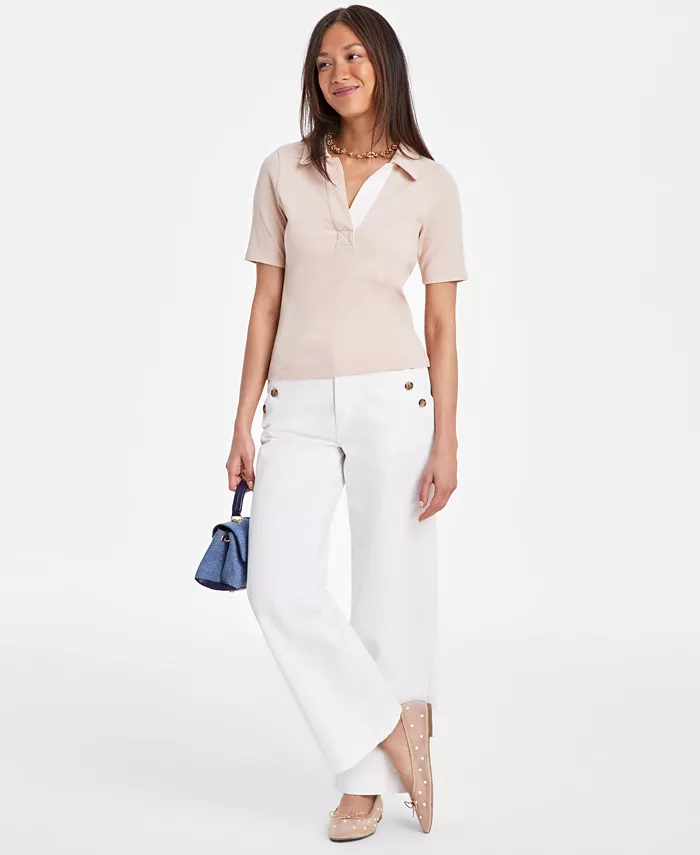 Женский поло с ребристой фактурой и укороченными рукавами On 34th, коричневый/бежевый
Женский поло с ребристой фактурой и укороченными рукавами On 34th, коричневый/бежевый