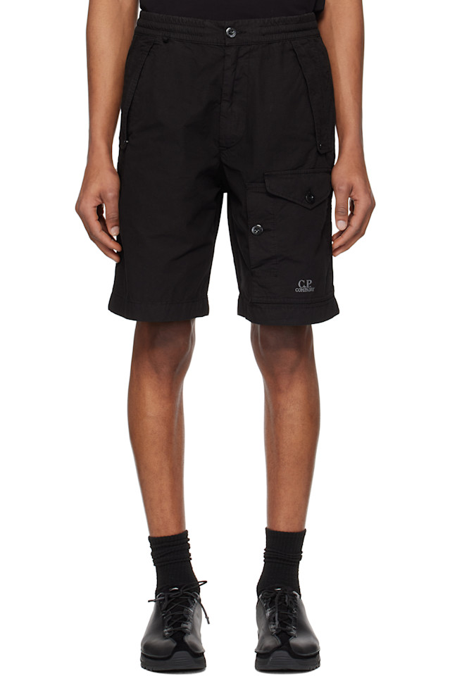 Микрорепсовые грузовые шорты C.P. Company, черный 
Микрорепсовые грузовые шорты C.P. Company, черный
