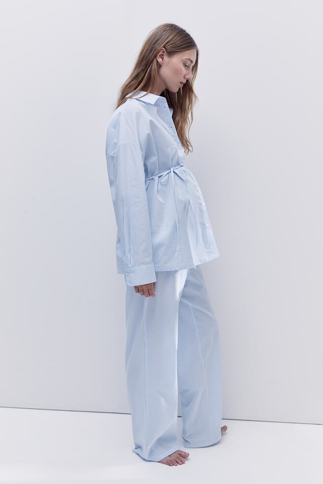 Мама до и после хлопковой пижамы H&M, голубой 
Мама до и после хлопковой пижамы H&M, голубой