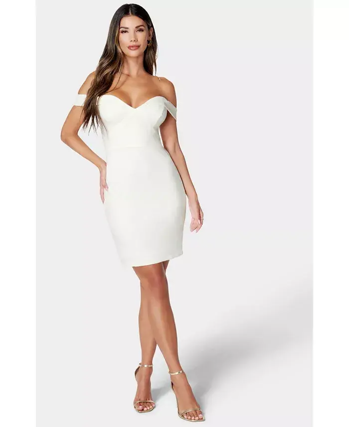 Женское платье с открытыми плечами из трикотажа Bebe, белый
Женское платье с открытыми плечами из трикотажа Bebe, белый