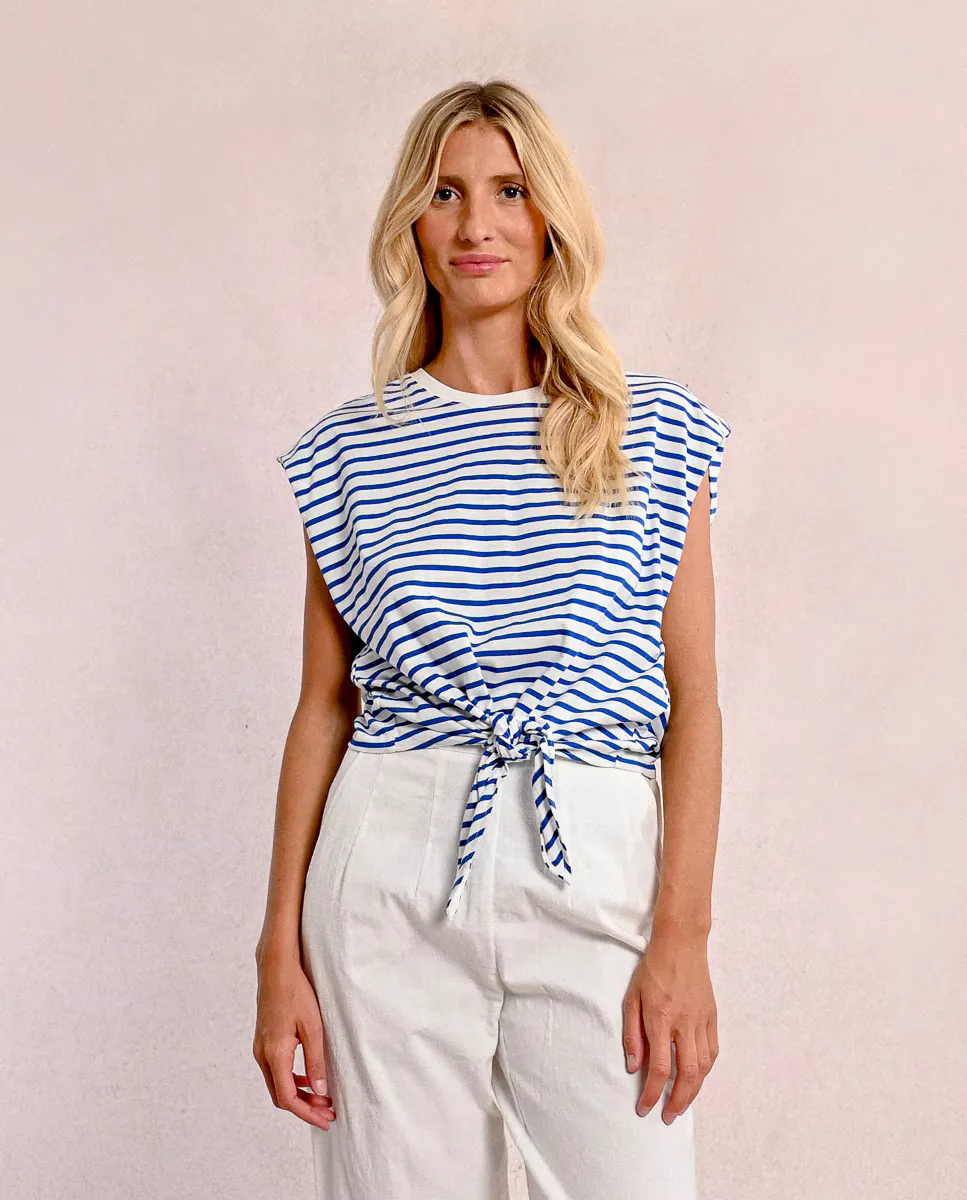 Женская полосатая футболка с узлом Molly Bracken, синий 
Женская полосатая футболка с узлом Molly Bracken, синий