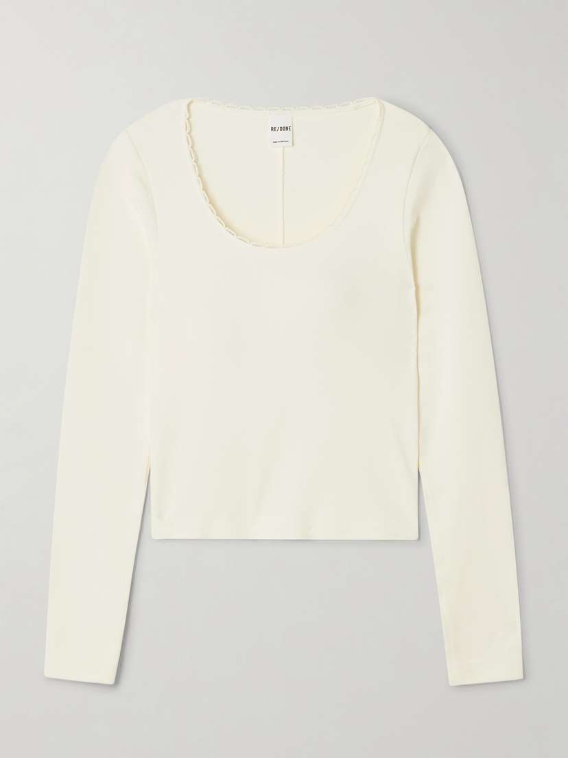 Укороченный топ из хлопкового джерси с фестончатым краем Re/Done, белый
Укороченный топ из хлопкового джерси с фестончатым краем Re/Done, белый