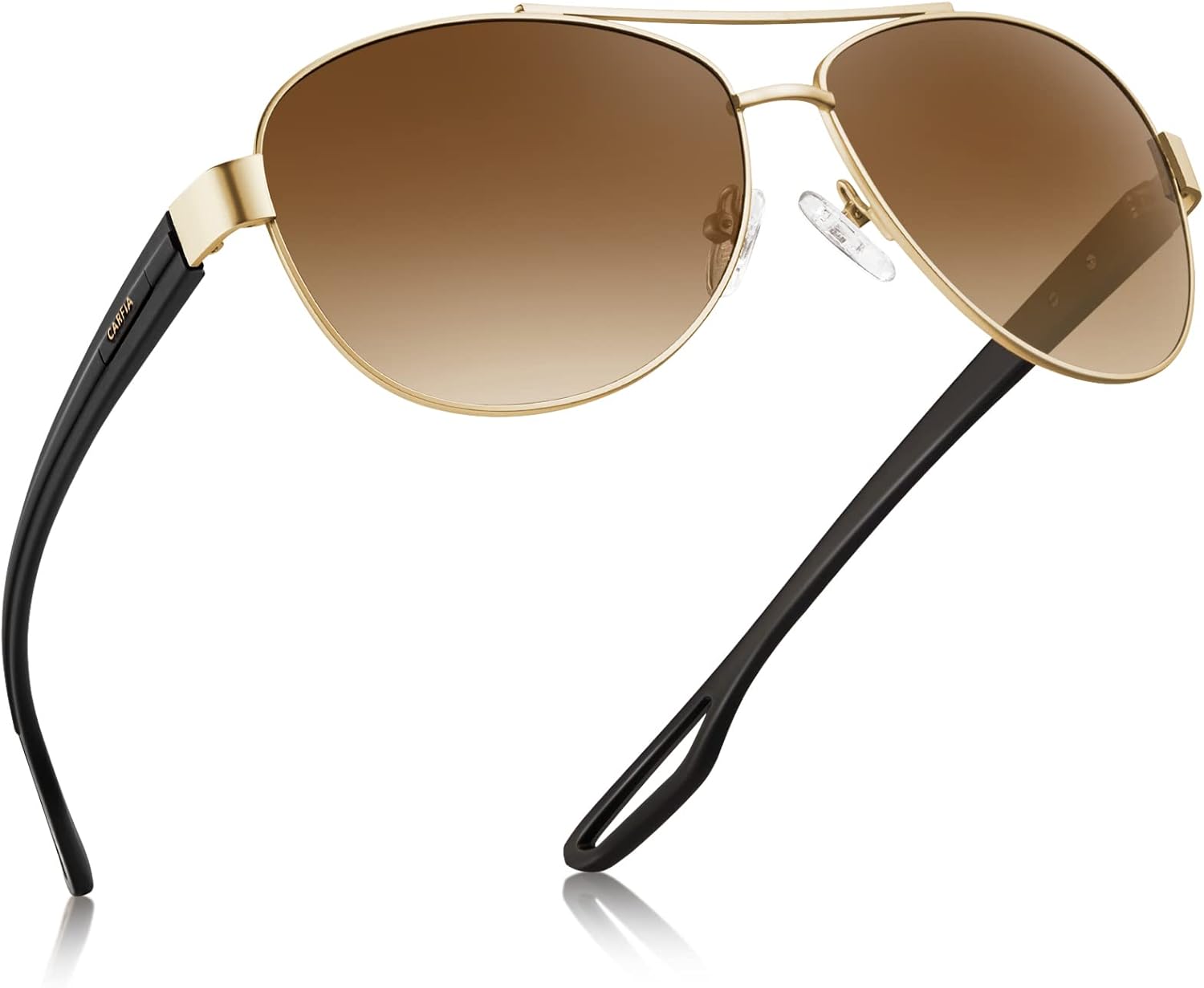 Солнцезащитные очки CARFIA, стиль «пилот», женские. Поляризованные, защита от УФ, для вождения. Металлическая оправа, цвет: матовая позолота, линзы градиентные коричневые
Солнцезащитные очки CARFIA, стиль «пилот», женские. Поляризованные, защита от УФ, для вождения. Металлическая оправа, цвет: матовая позолота, линзы градиентные коричневые