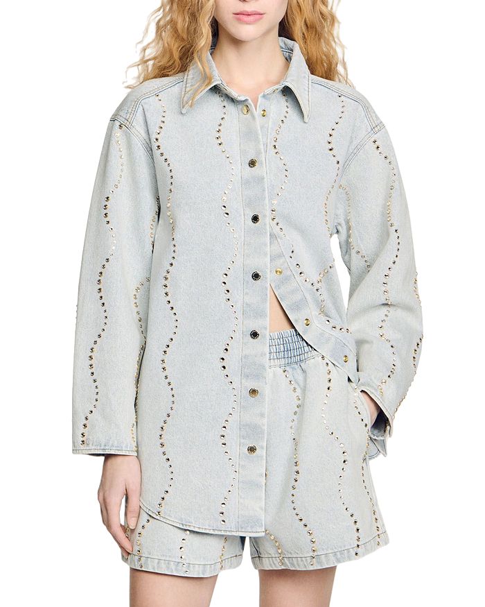 Джинсовая рубашка со стразами Sandro, синий
Джинсовая рубашка со стразами Sandro, синий