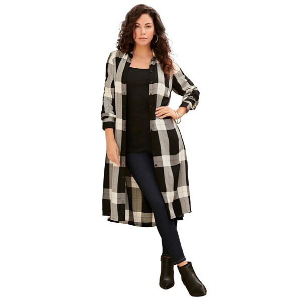 Женская туника в клетку с застежкой на пуговицы plus size Roaman'S, Black Ivory Tartan
Женская туника в клетку с застежкой на пуговицы plus size Roaman'S, Black Ivory Tartan