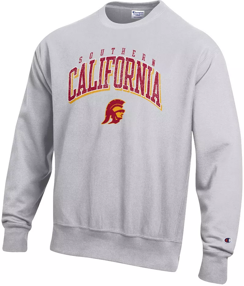 Мужской серый пуловер с круглым вырезом Champion USC Trojans обратного переплетения
Мужской серый пуловер с круглым вырезом Champion USC Trojans обратного переплетения