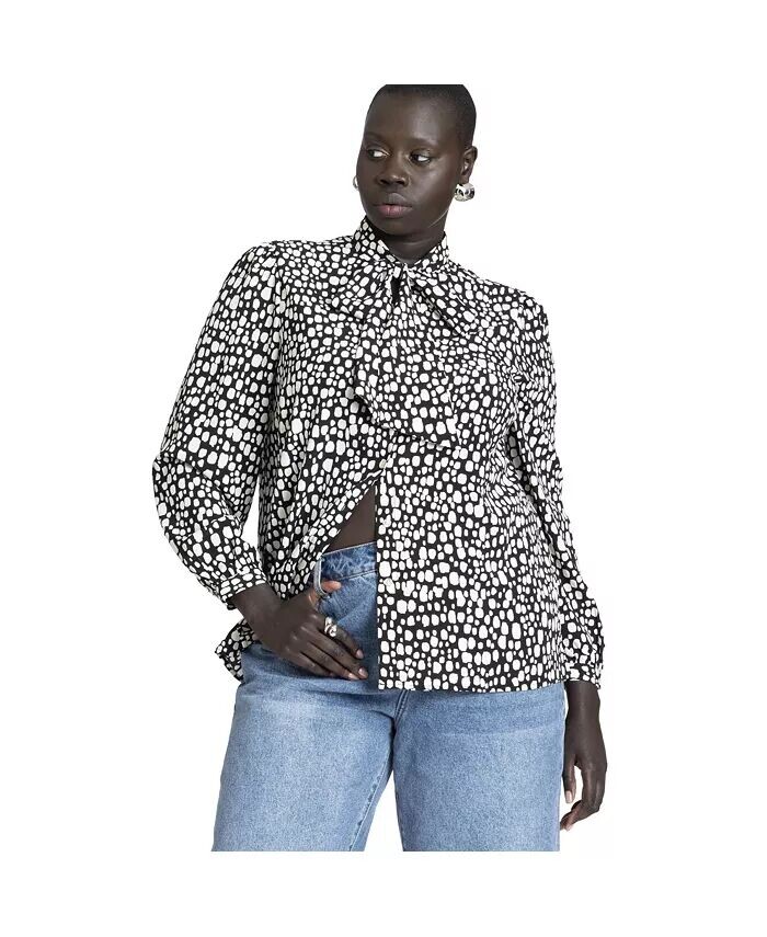 Блуза больших размеров с принтом и завязывающимся воротником ELOQUII, мультиколор
Блуза больших размеров с принтом и завязывающимся воротником ELOQUII, мультиколор