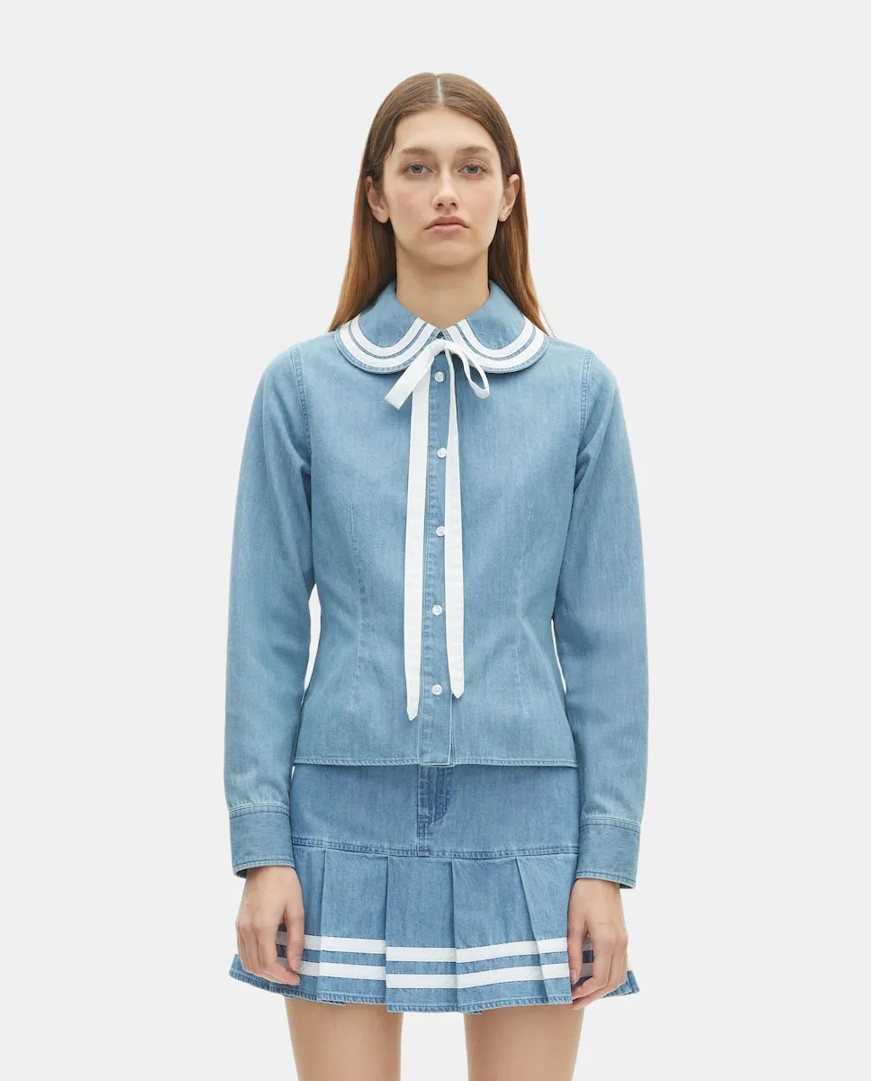 Джинсовая рубашка с воротником клаудин The Kooples, светло-голубой
Джинсовая рубашка с воротником клаудин The Kooples, светло-голубой