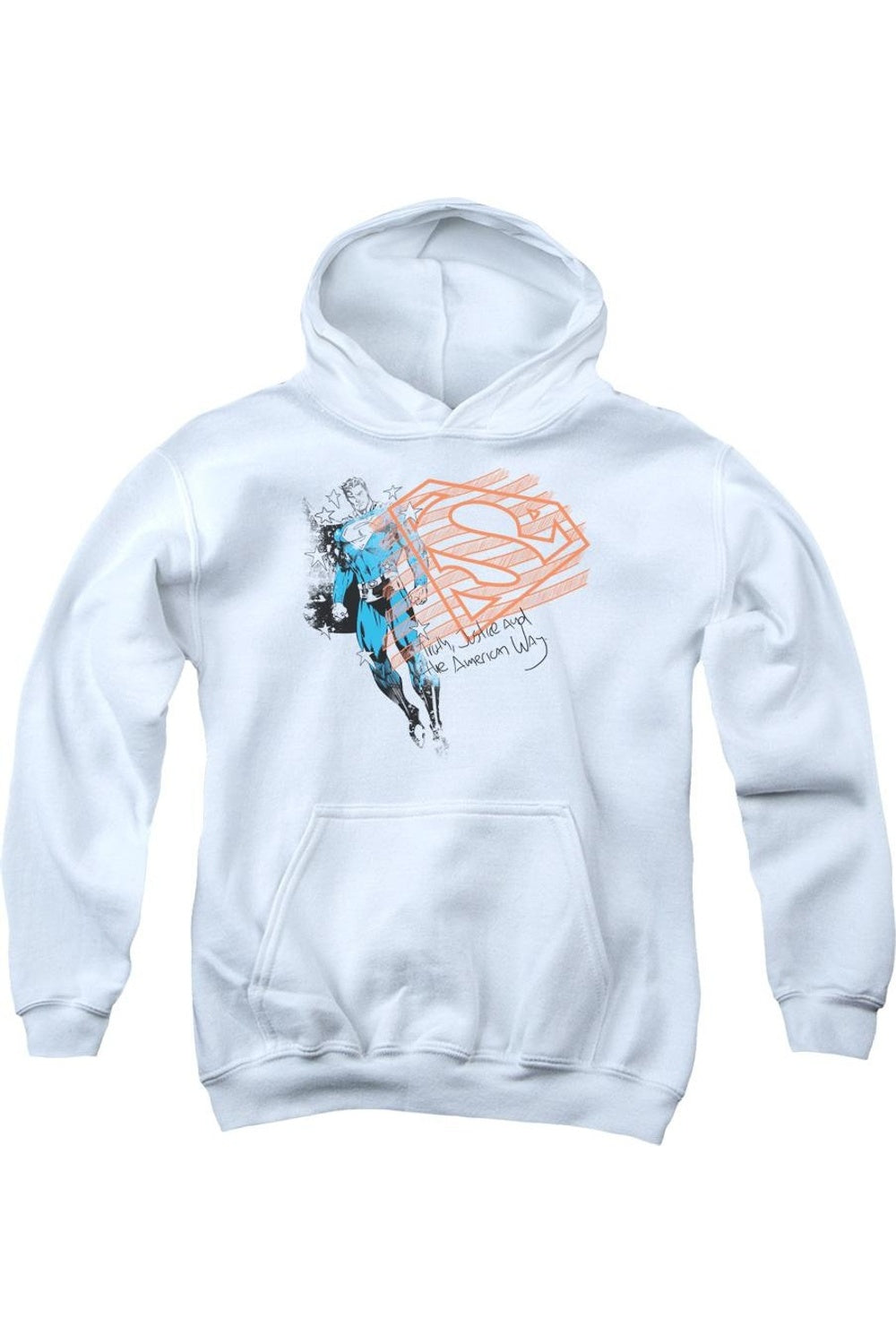 Супермен Супер Американский Флаг Детская Толстовка с Капюшоном Gildan, белый
Супермен Супер Американский Флаг Детская Толстовка с Капюшоном Gildan, белый