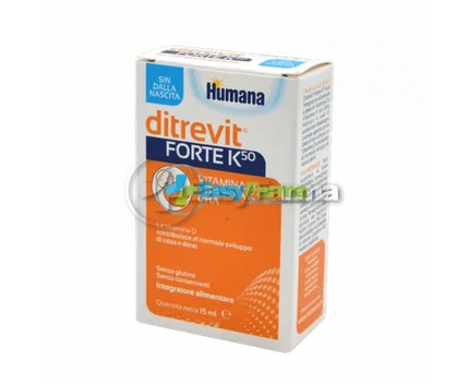 Ditrevit Forte K50 Пищевая добавка с витамином DKE DHA 15 мл Humana
Ditrevit Forte K50 Пищевая добавка с витамином DKE DHA 15 мл Humana